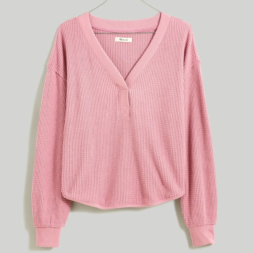 Madewell Brushed Waffle V-Neck Tee Size XXS (VERY oversized) - Picture 1 of 6